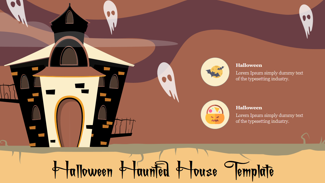 Innovative Halloween Haunted House Template With Two Nodes